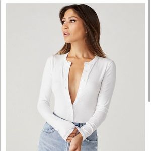 Clyque the Label Annie White Henley Bodysuit